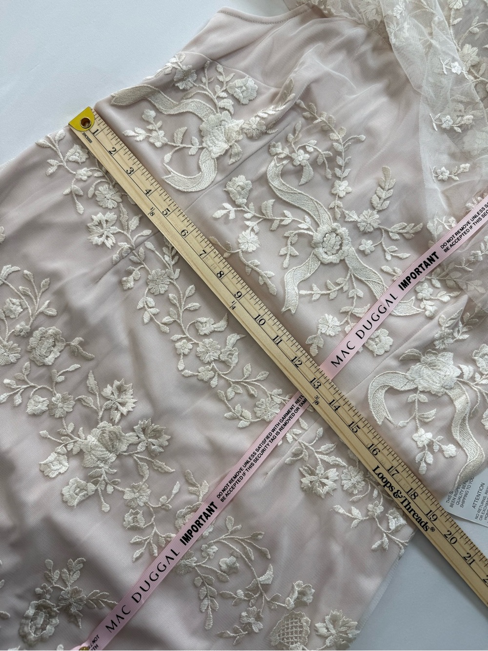 Mac Duggal Pink High Neck Mesh Tier Embroidered Dress - Picture 12 of 13